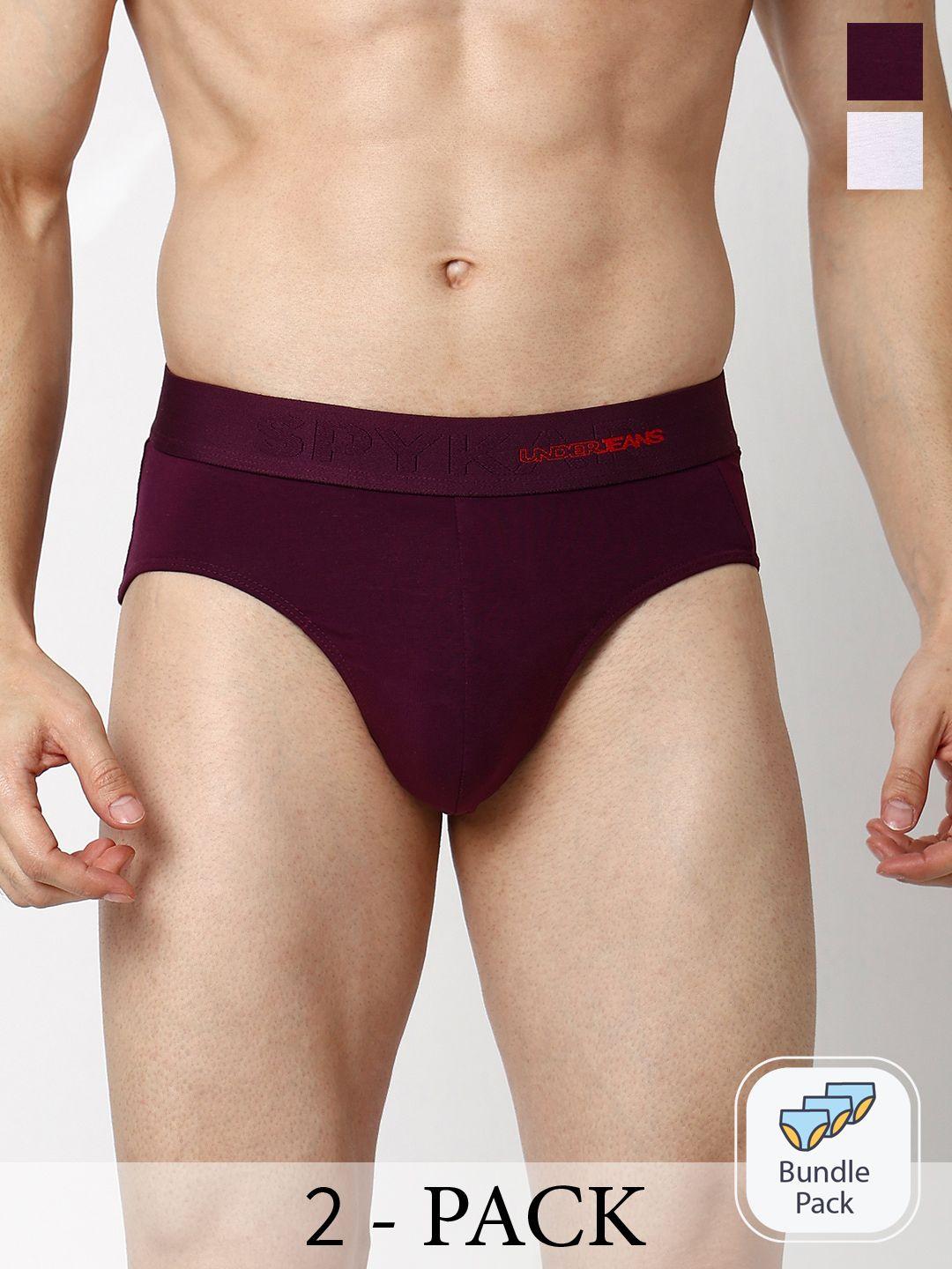 underjeans by spykar pack of 2 basic briefs ujntpbc003purplewhite