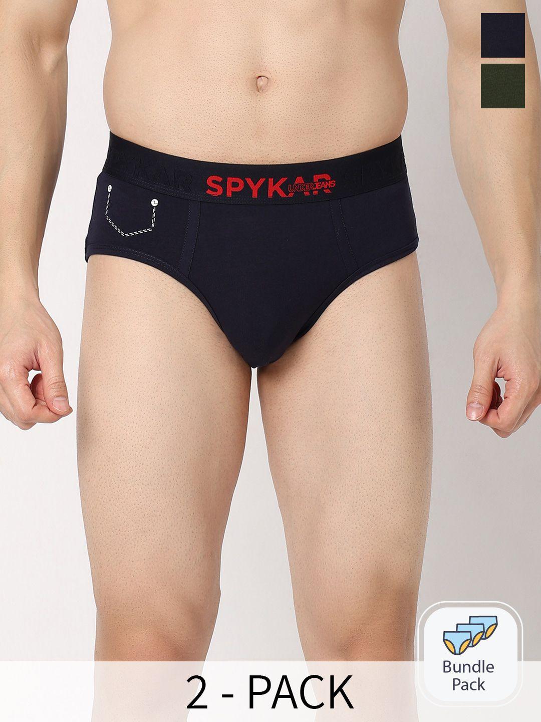 underjeans by spykar pack of 2 basic briefs ujntpbc007navyolive