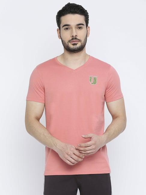 underjeans by spykar pink regular fit t-shirt