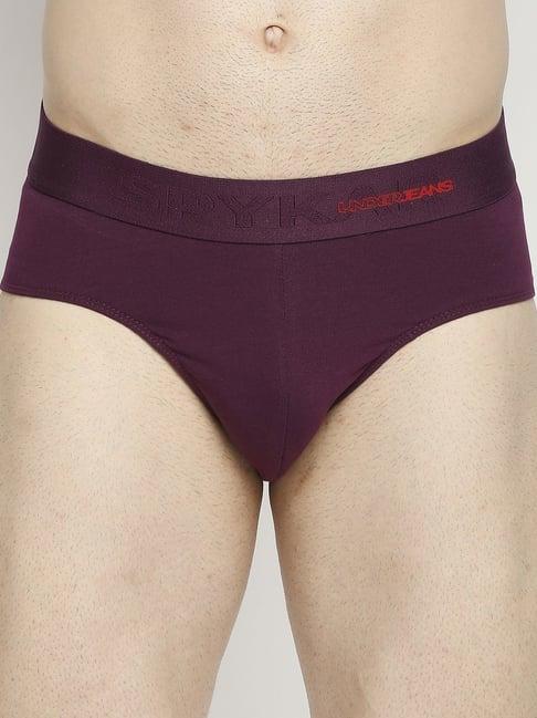 underjeans by spykar purple regular fit briefs