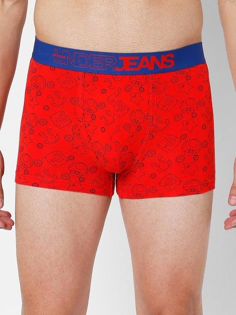 underjeans by spykar red printed trunks