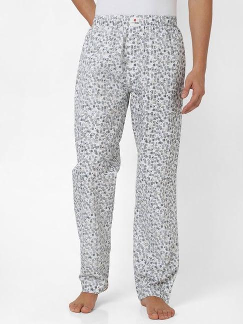 underjeans by spykar white & grey printed pyjamas