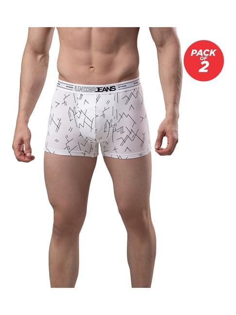 underjeans by spykar white printed trunks - pack of 2
