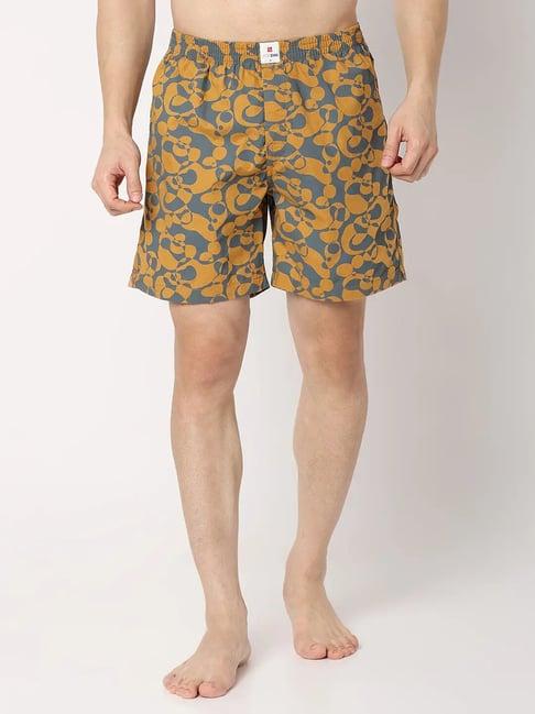 underjeans by spykar yellow printed boxer shorts