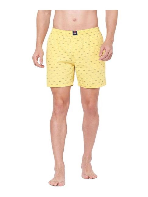 underjeans by spykar yellow printed boxers