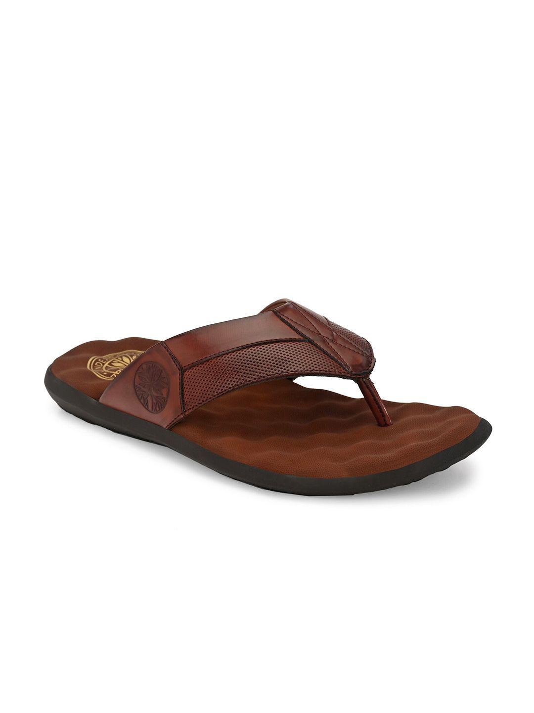 underroute men brown rubber thong flip-flops