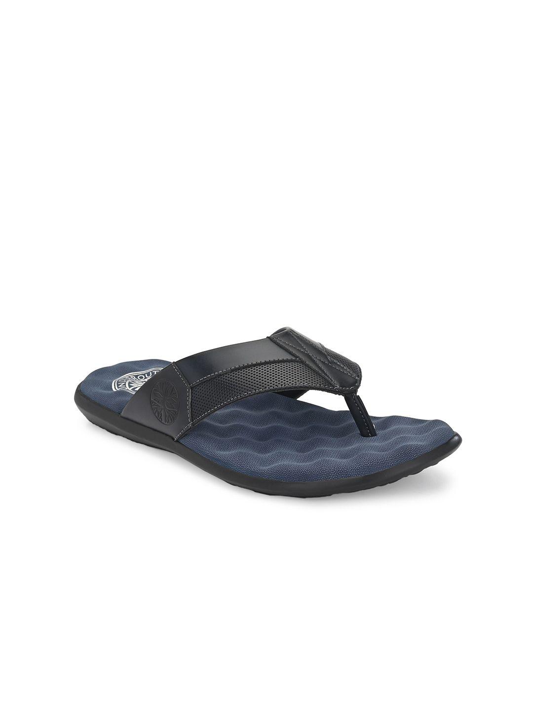 underroute men navy blue & black rubber thong flip-flops