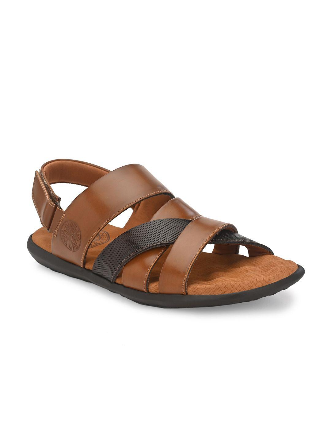 underroute men tan & black pu comfort sandals