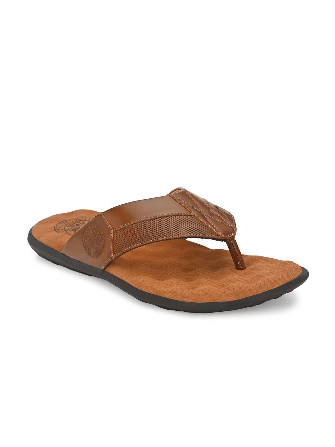 underroute men tan rubber thong flip-flops