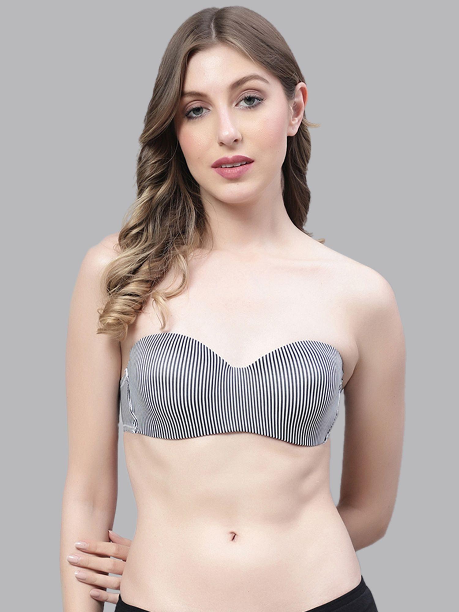 underwired seamless printeded balconette bra - black