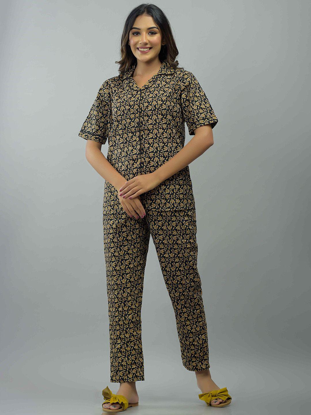 unibliss floral printed pure cotton night suit