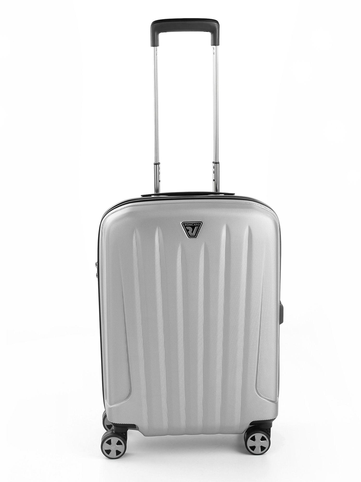 unica silver color polycarbonate material hard 21" cabin trolley