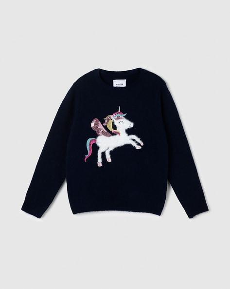 unicorn-pattern-round-neck-pullover