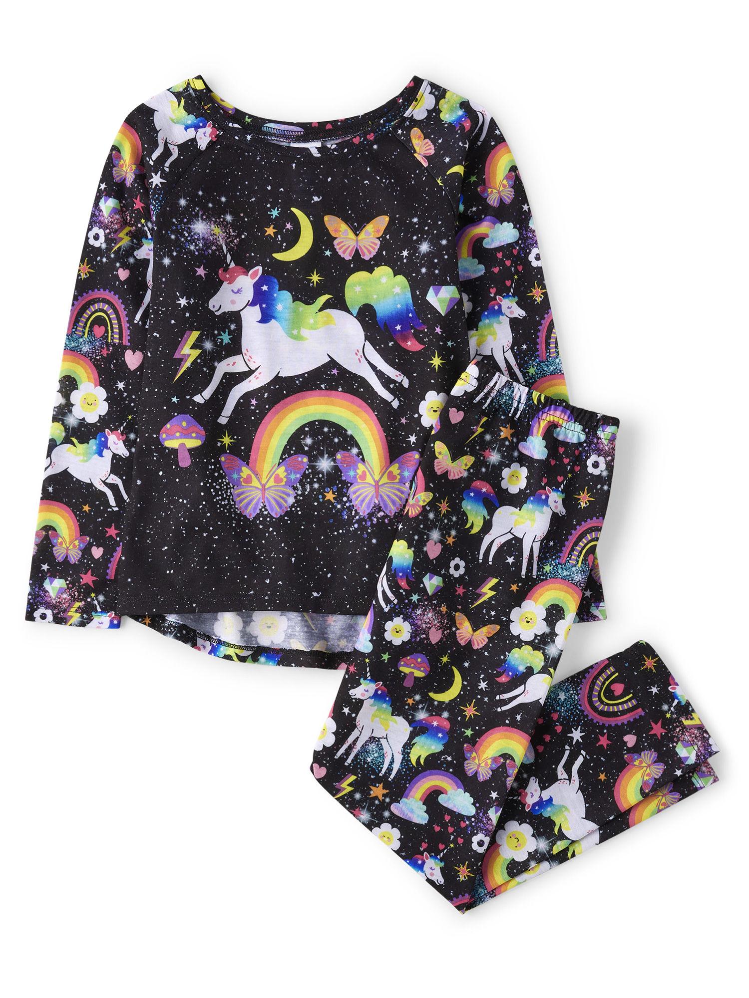 unicorn galaxy girls black pyjama (set of 2)