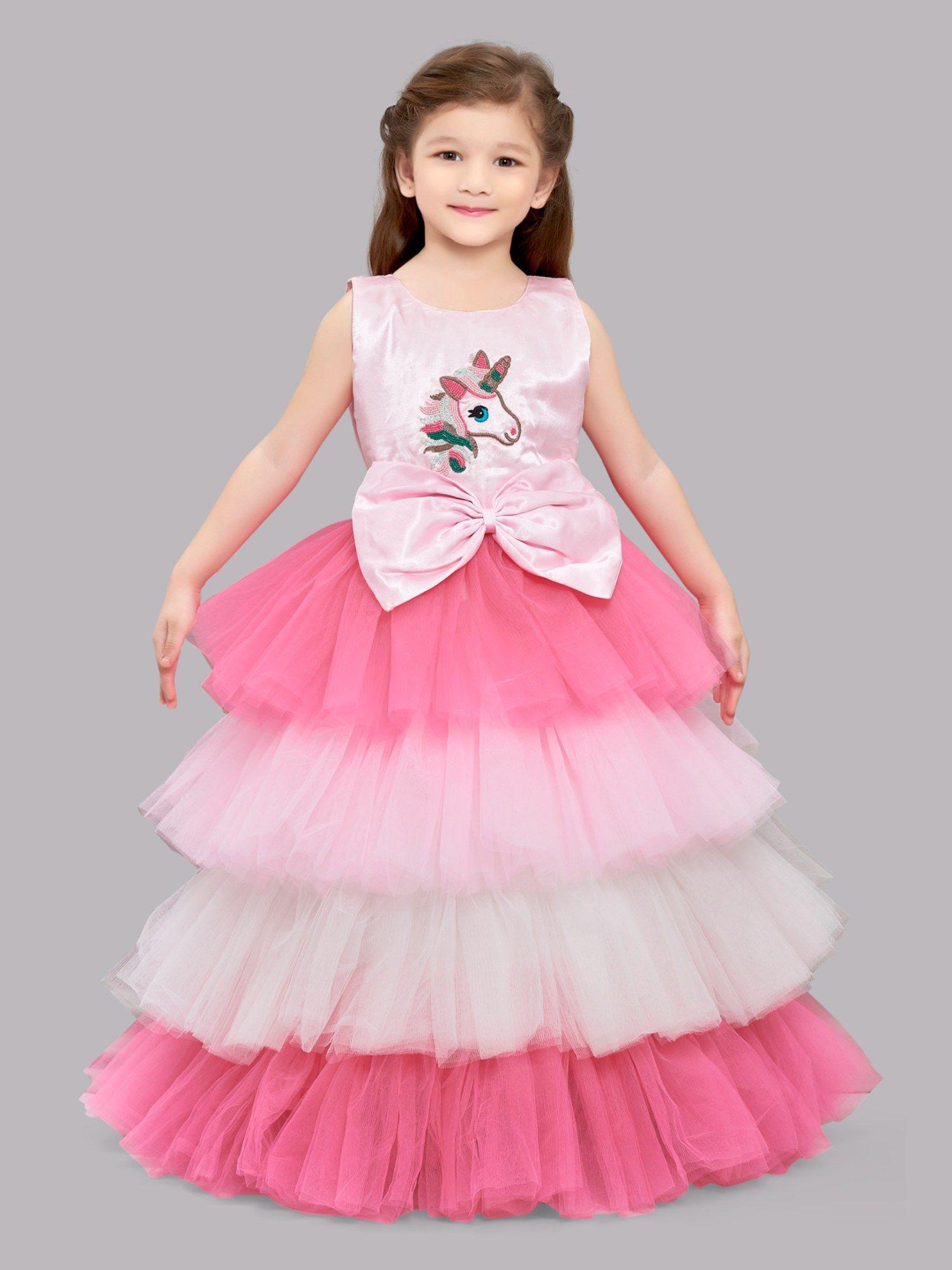 unicorn layered gown pink