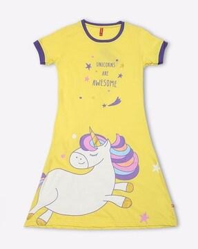 unicorn print a-line dress