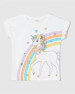 unicorn print round-neck t-shirt