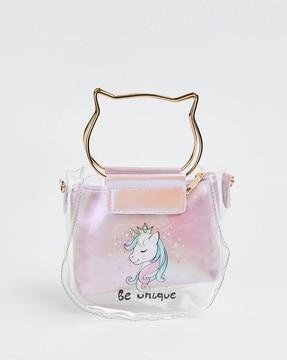 unicorn print sling bag with detachable strap