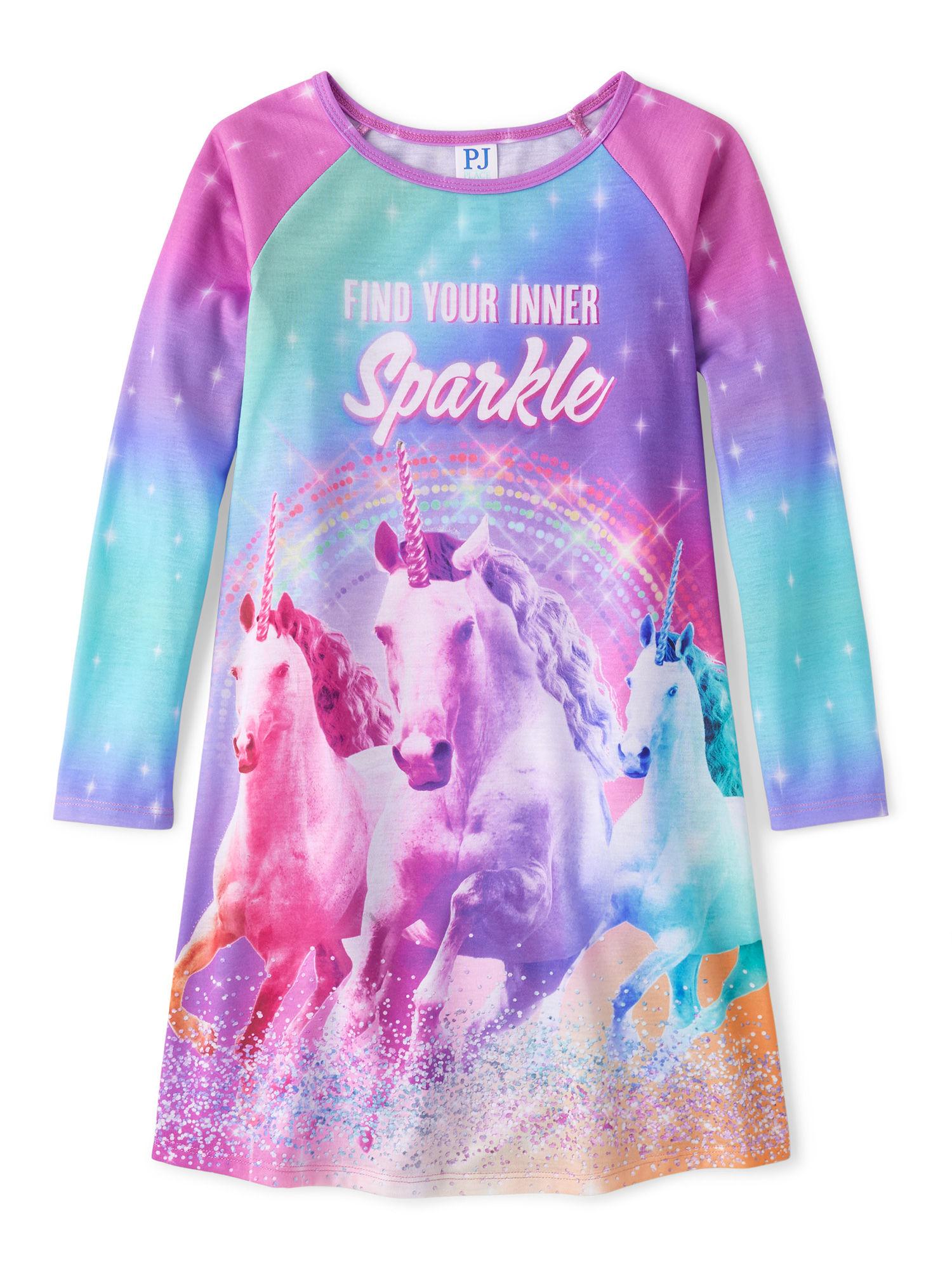 unicorn sparkle girls pink nightgown