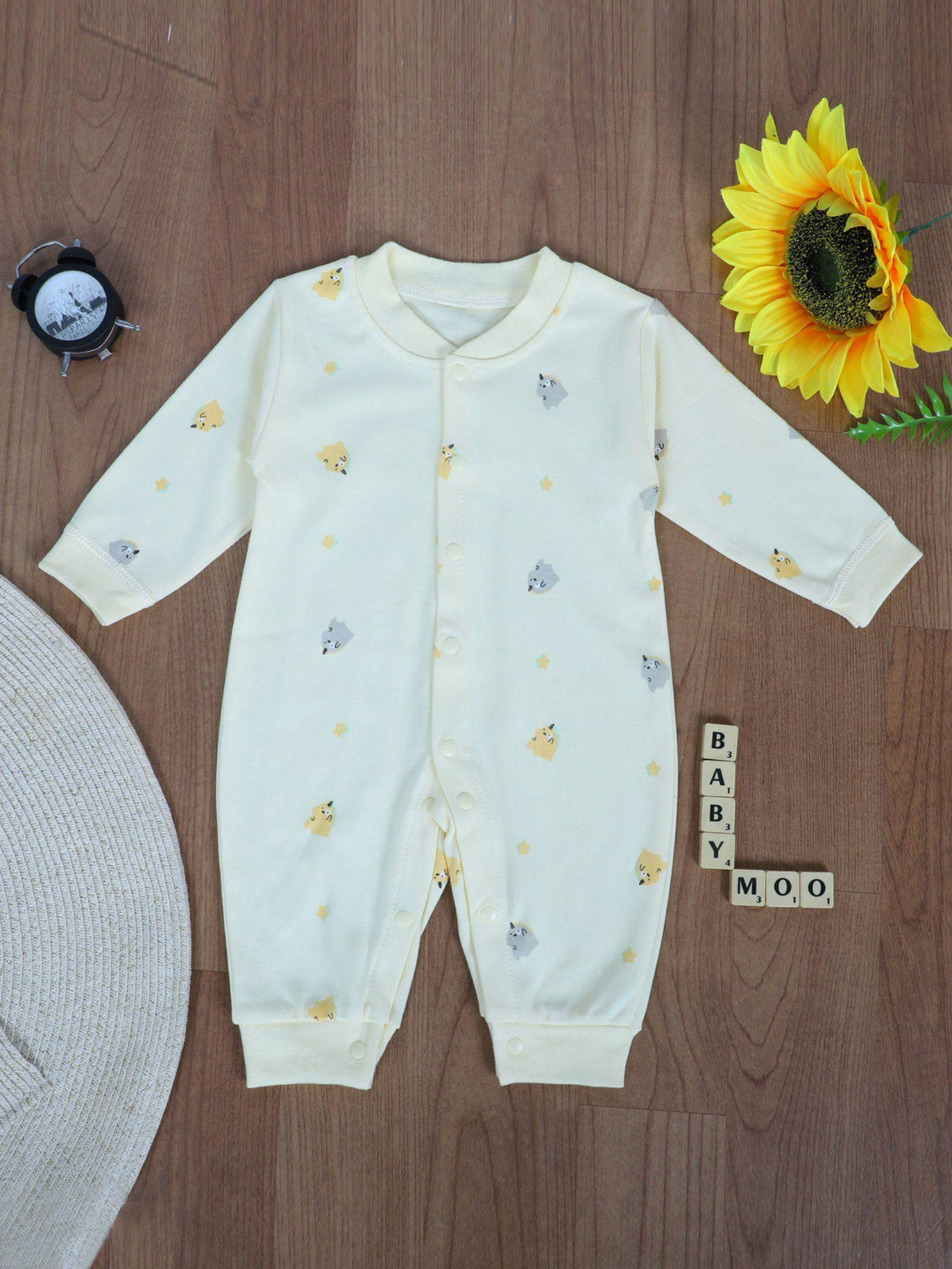 unicorns and stars full sleeves one-piece snap button bodysuit
