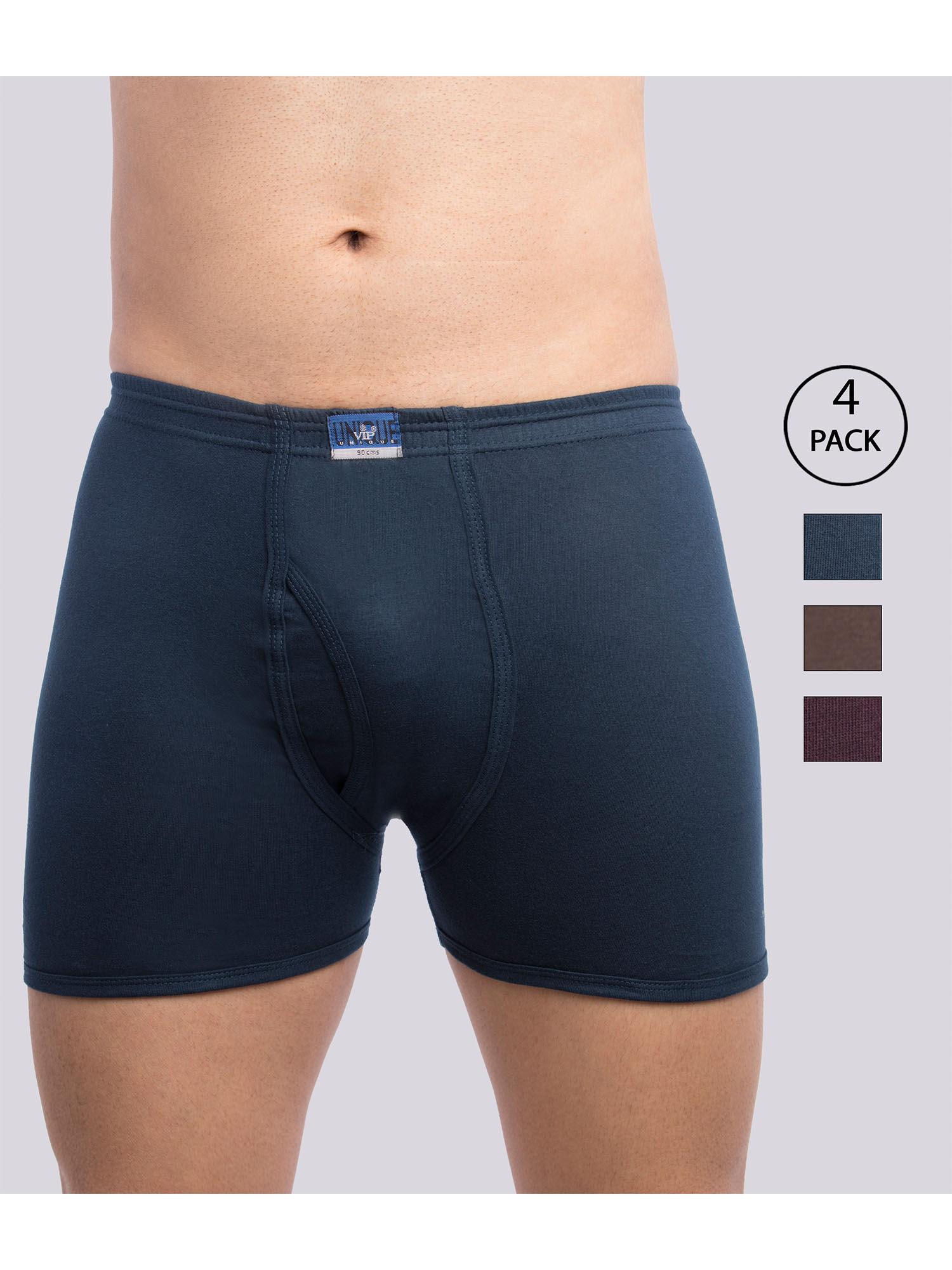 unique men's snug fit cotton trunks in assorted colors (pack of 4)