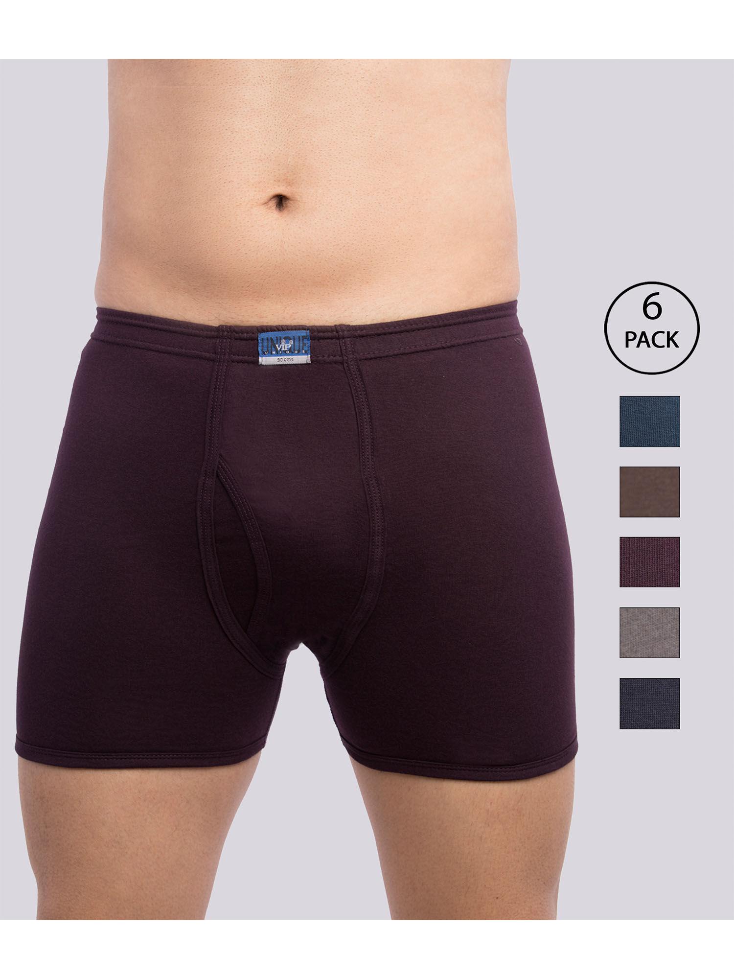unique men's snug fit cotton trunks in assorted colors (pack of 6)