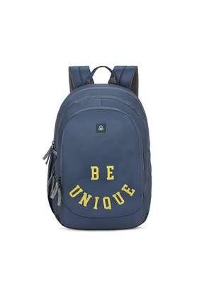 unique printed polyester zipper closure men's backpack - navy