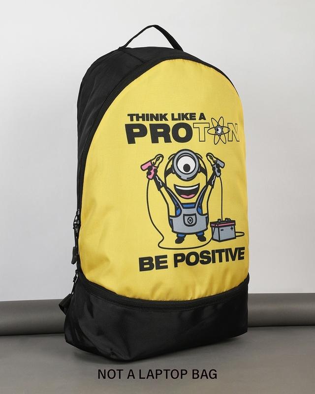 unisex black & yellow be positive minion small backpack