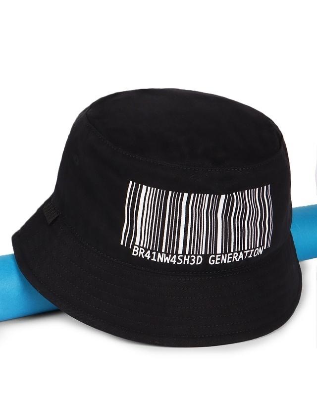 unisex black brain washed printed hat