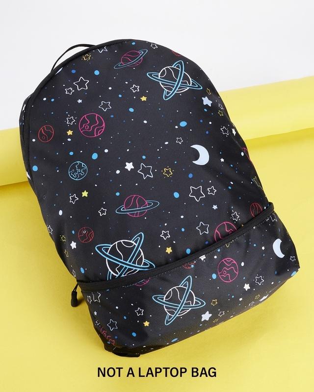 unisex black star light graphic printed small backpack
