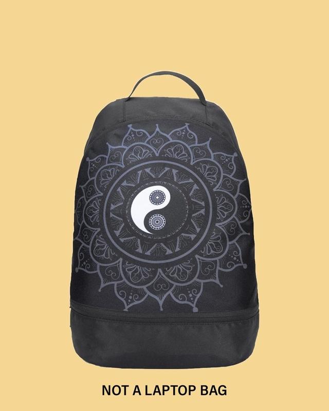 unisex black yin yang mandala printed small backpack