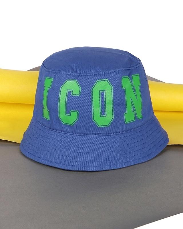 unisex blue icon printed bucket hat
