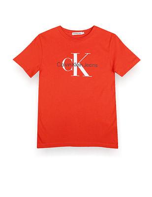 unisex kids monogram print t-shirt