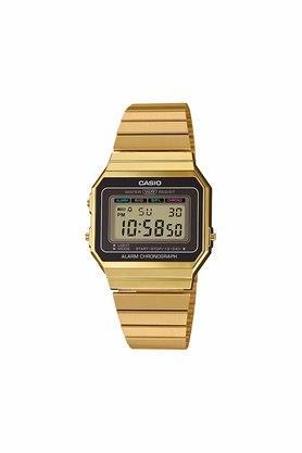 unisex vintage gold dial steel digital watch - d198