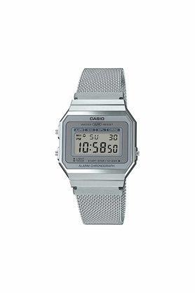 unisex vintage grey dial metallic digital watch - d170