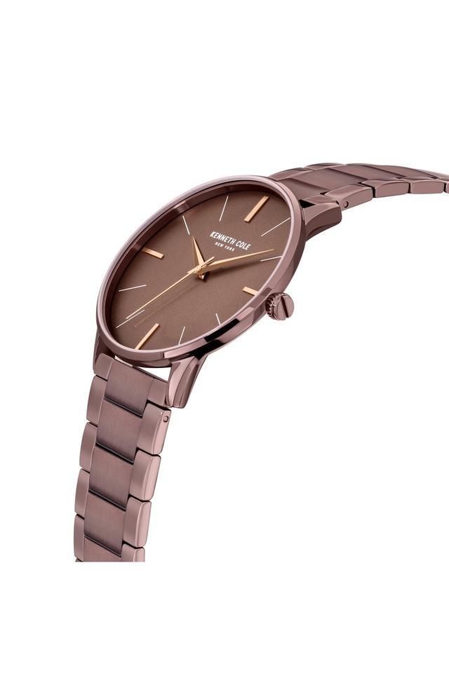 unisex 42 mm brown dial stainless steel analog watch