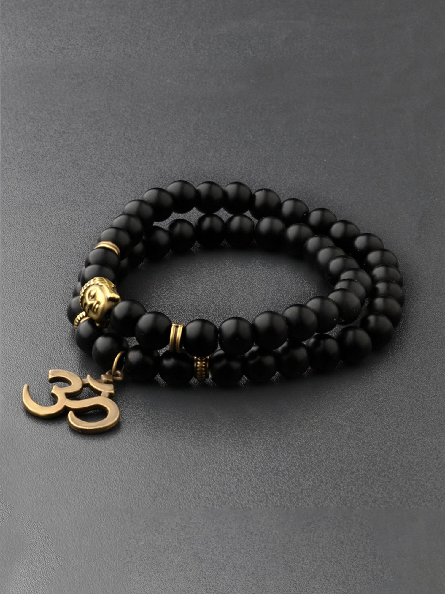unisex black & gold-toned brass bracelet