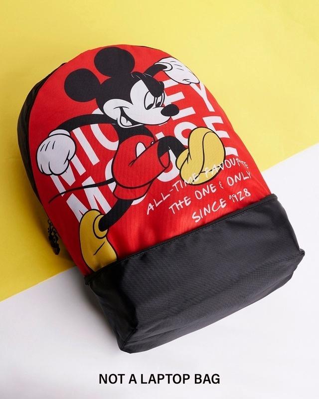 unisex black all time mickey printed small backpack
