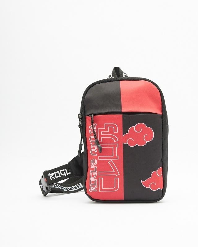 unisex black anime baka printed sling bag