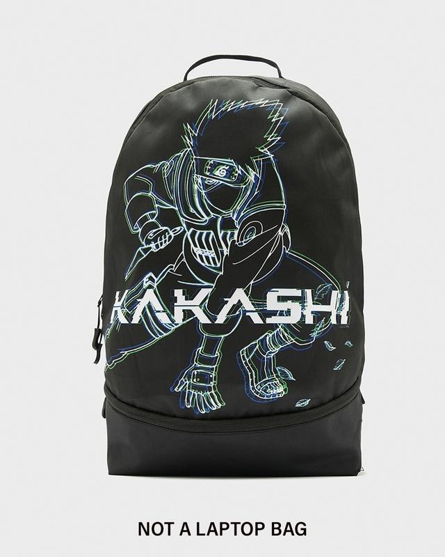 unisex black kakashi chidori printed small backpack