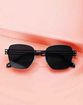 unisex black lens black rectangle sunglasses - clsu086