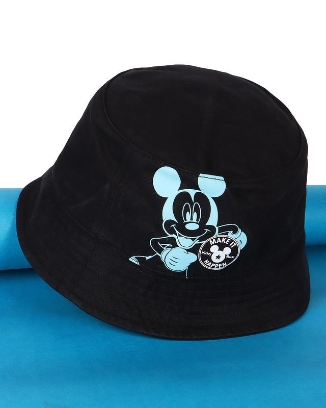 unisex black mickey printed bucket hat