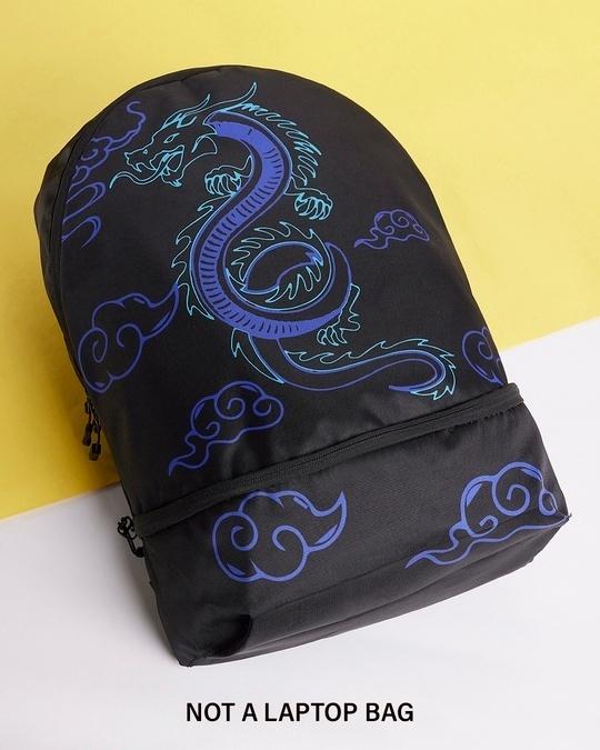 unisex black oriental dragon graphic printed small backpack