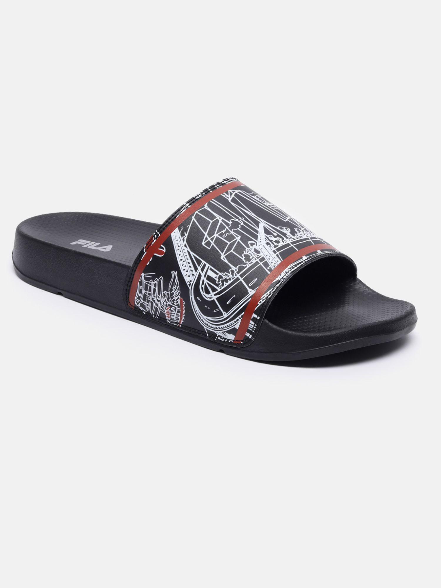 unisex black scrib sliders