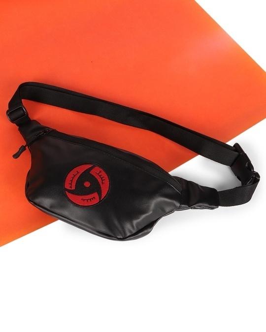 unisex black sharingan printed fanny bag