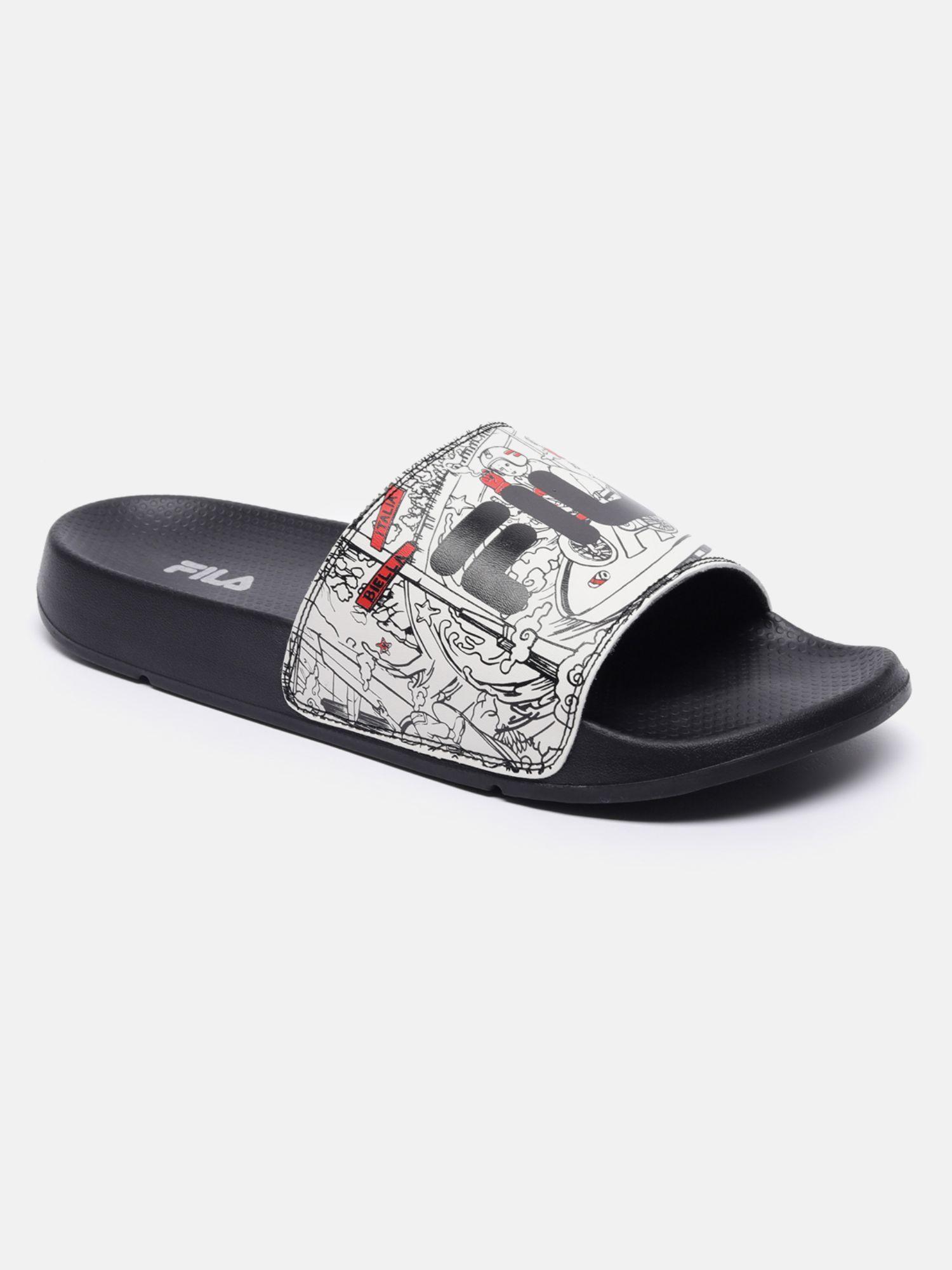 unisex black sketch sliders