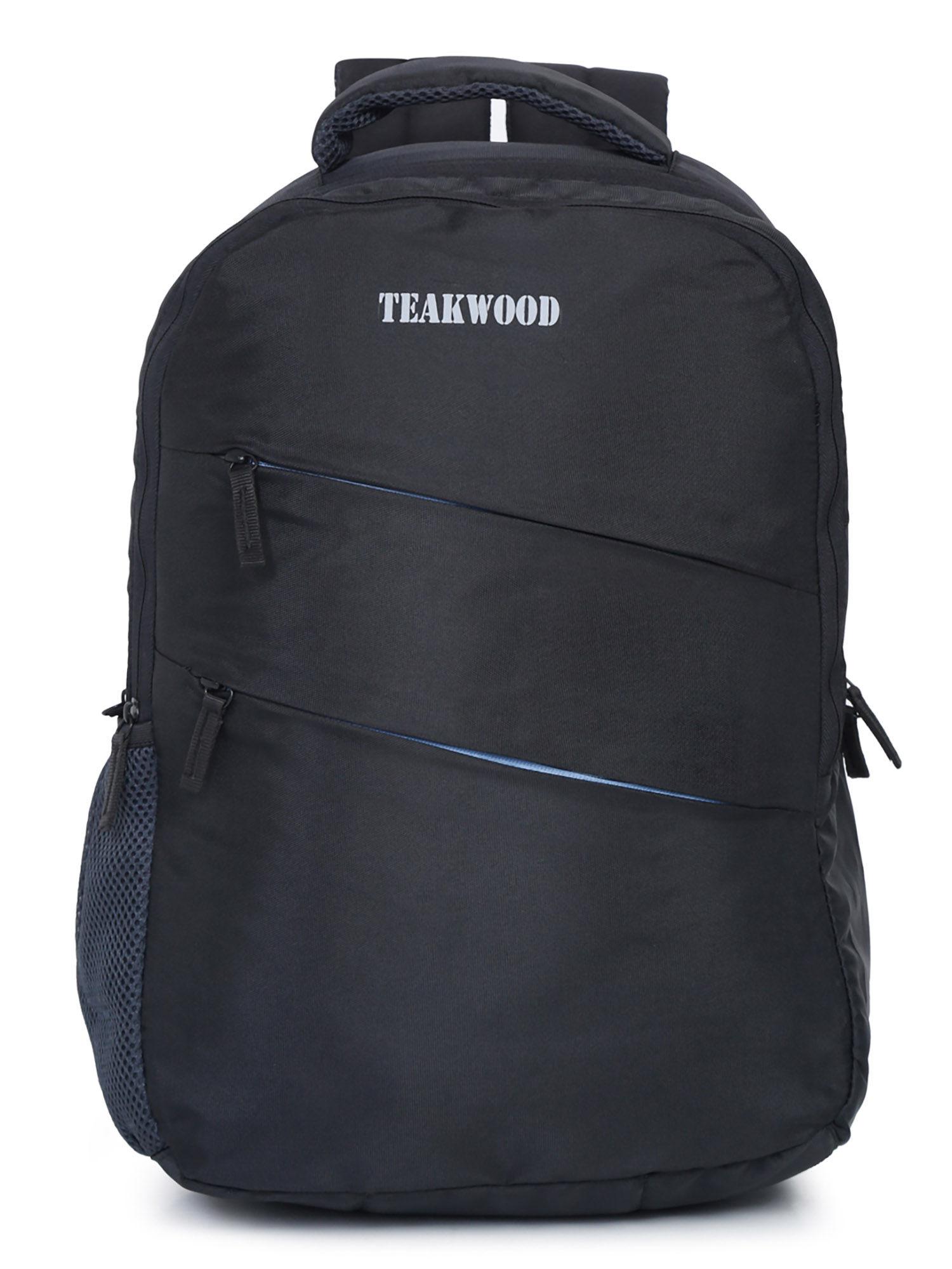 unisex black solid polyester backpack