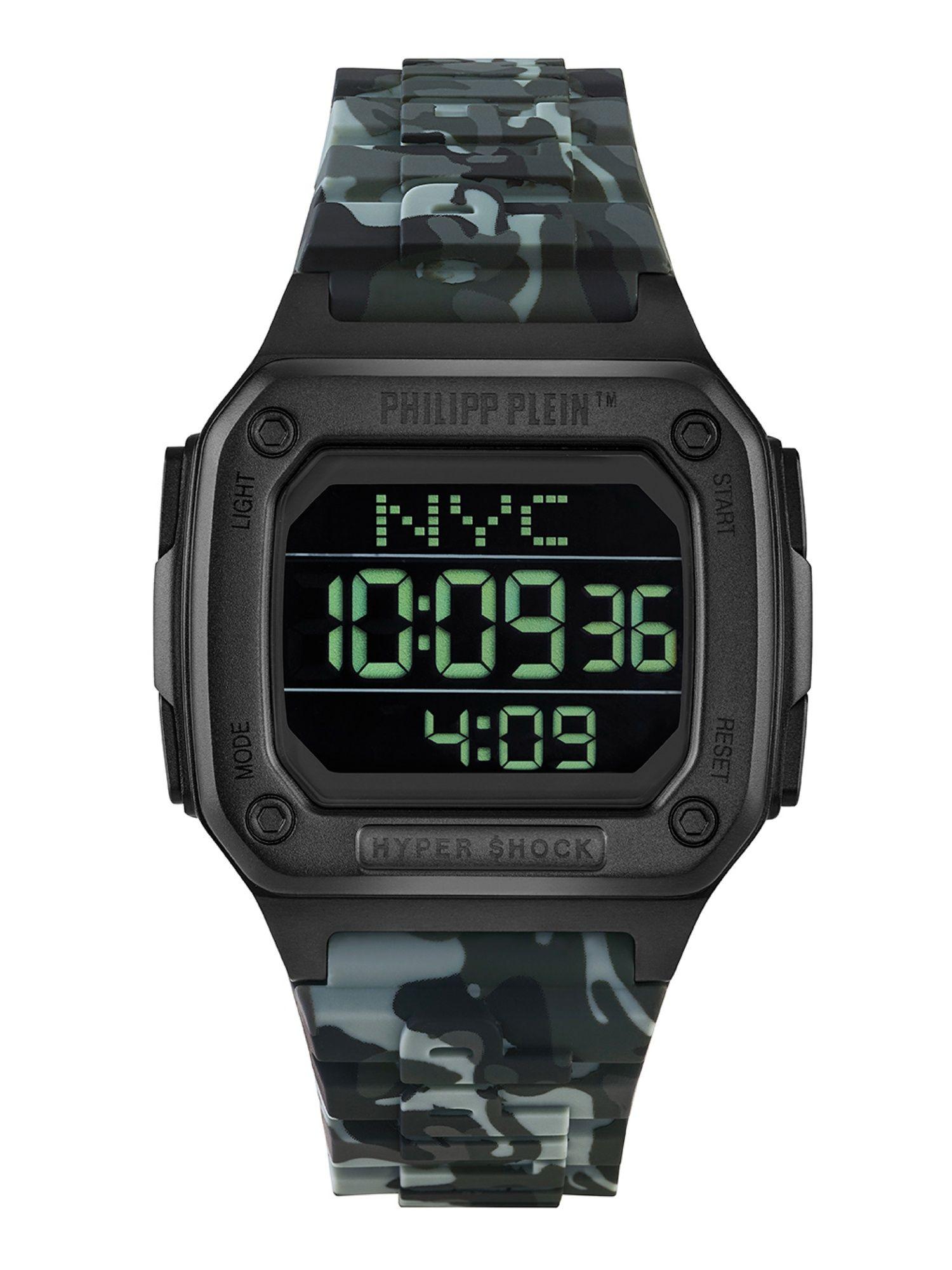 unisex black square digital stainless steel dial watch-pwhaa1822 (m)