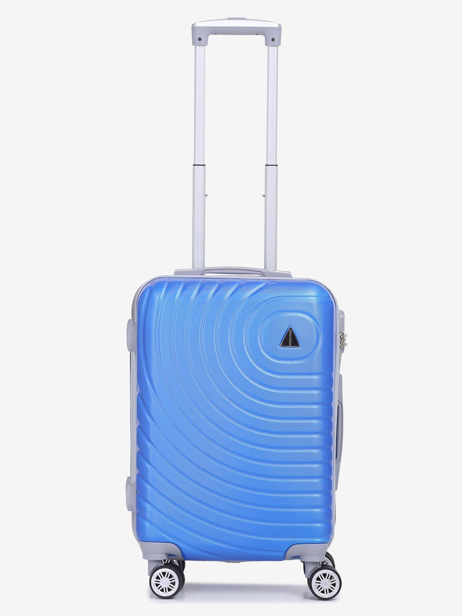 unisex blue textured hard-sided cabin trolley suitcase