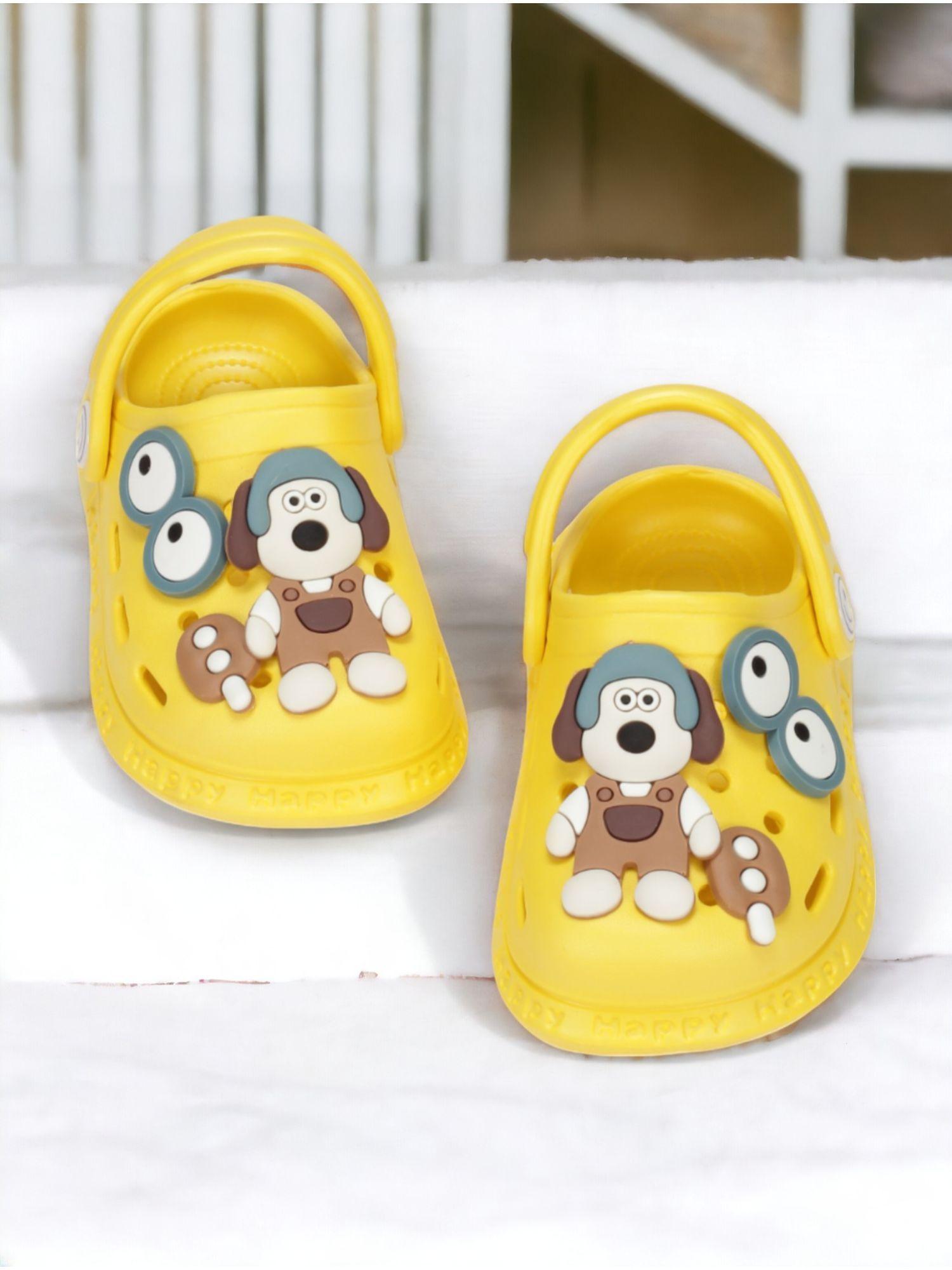 unisex dog applique anti-slip clogs - yellow